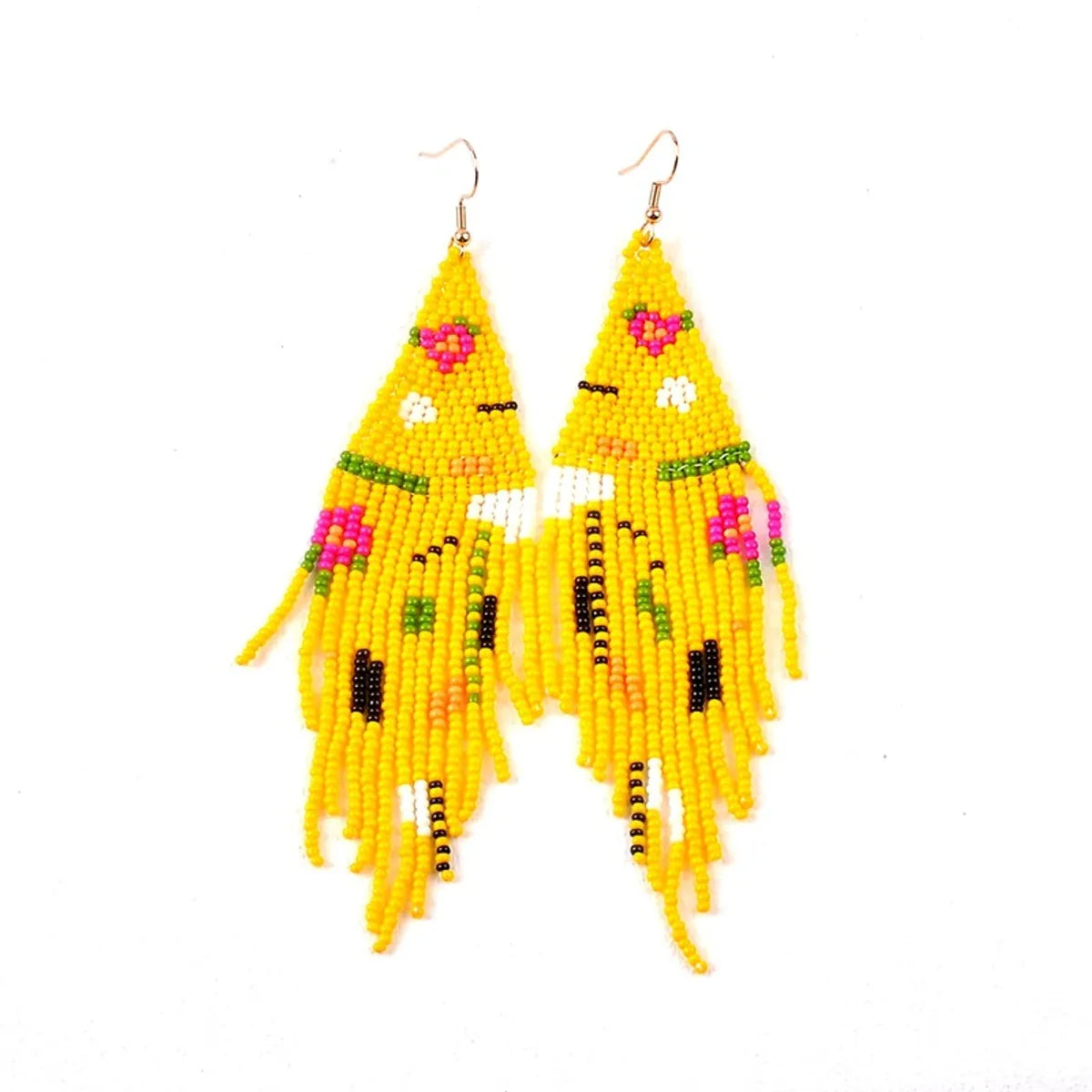 1 Pair Bohemian Geometric Beaded Glass Drop Earrings