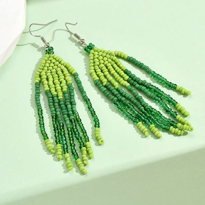 1 Pair Bohemian Geometric Beaded Glass Drop Earrings