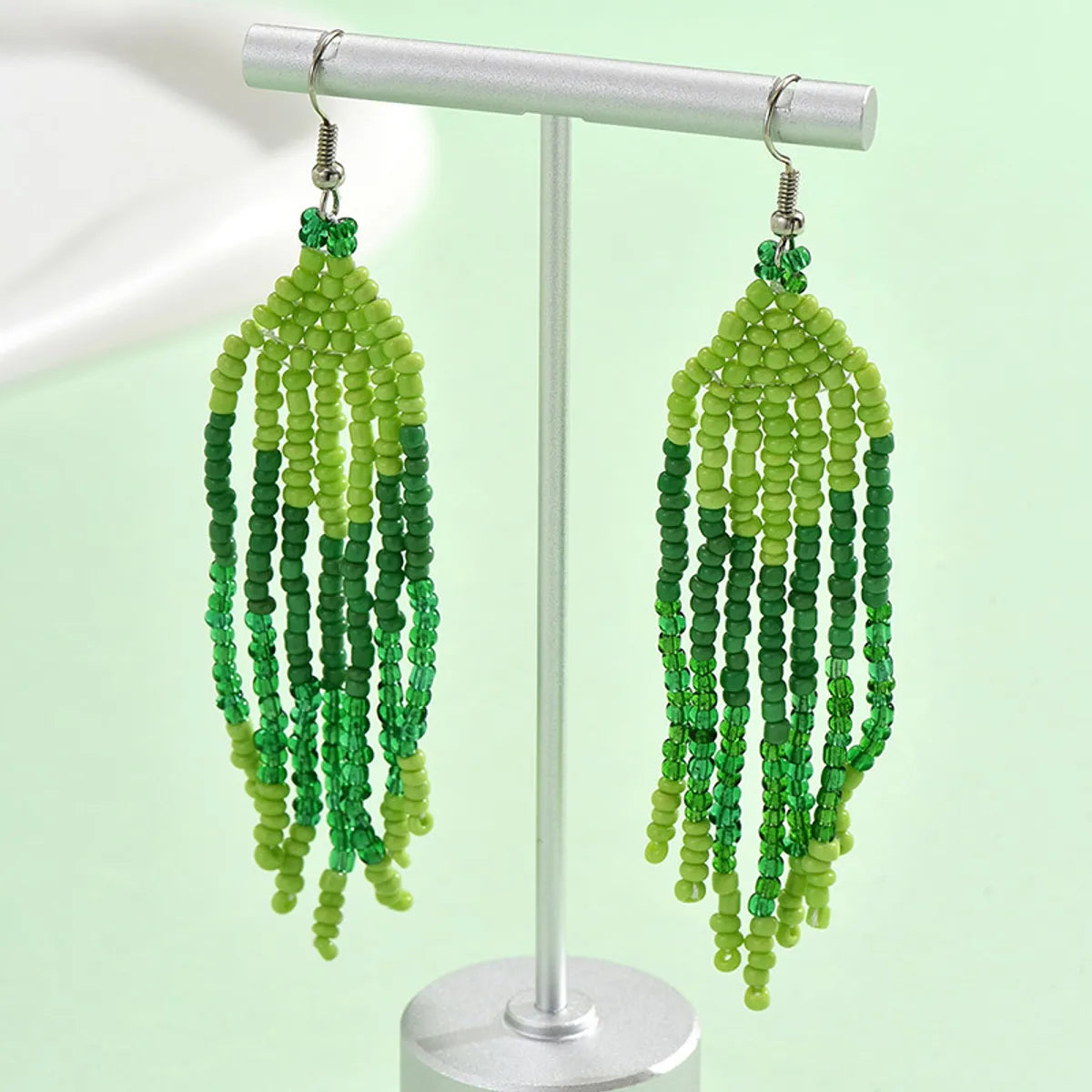 1 Pair Bohemian Geometric Beaded Glass Drop Earrings