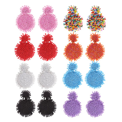 1 Pair Bohemian Geometric Beaded Women's Drop Earrings