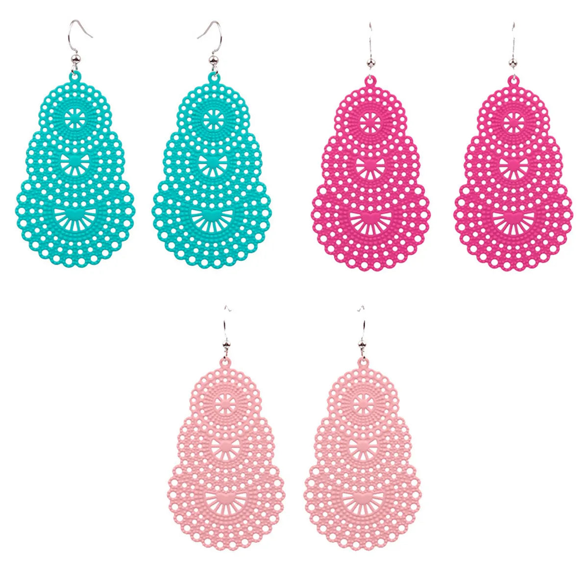 1 Pair Bohemian Geometric Hollow Out Alloy Earrings