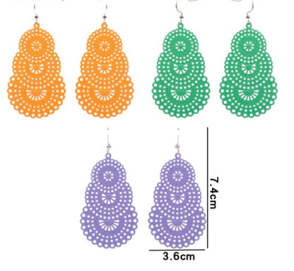 1 Pair Bohemian Geometric Hollow Out Alloy Earrings