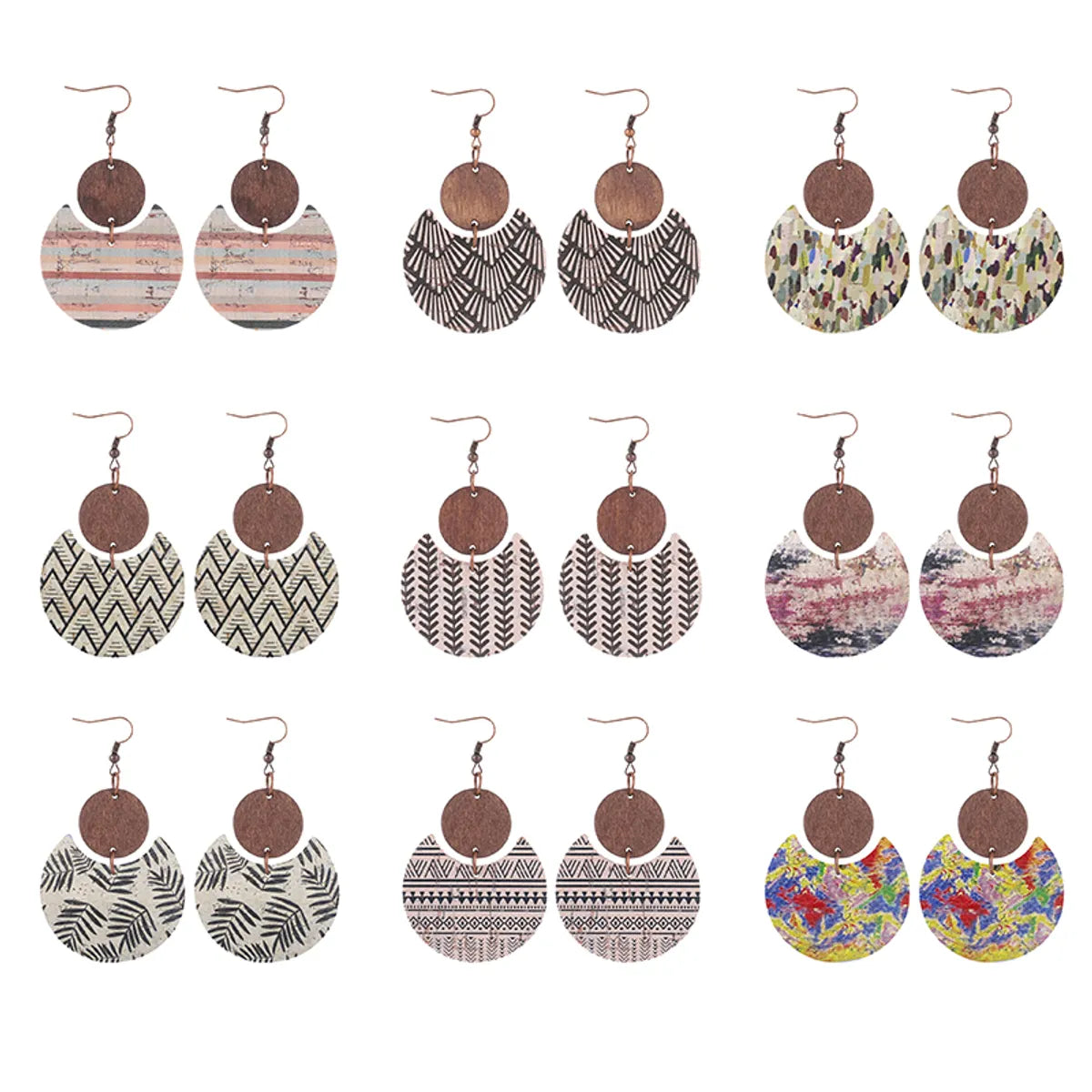 1 Pair Bohemian Geometric Pu Leather Drop Earrings