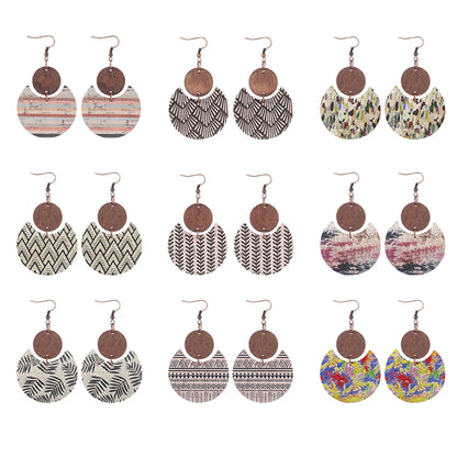 1 Pair Bohemian Geometric Pu Leather Drop Earrings