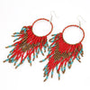 1 Pair Bohemian Printing Beaded Seed Bead Drop Earrings