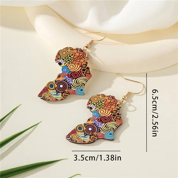 1 Pair Bohemian Simple Style Artistic Map Wood Drop Earrings