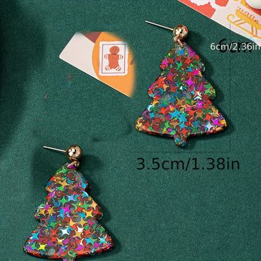 1 Pair Bohemian Simple Style Shiny Christmas Tree Arylic Drop Earrings