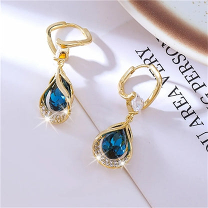 1 Pair Bohemian Simple Style Streetwear Water Droplets Inlay Copper Alloy Artificial Gemstones Drop Earrings