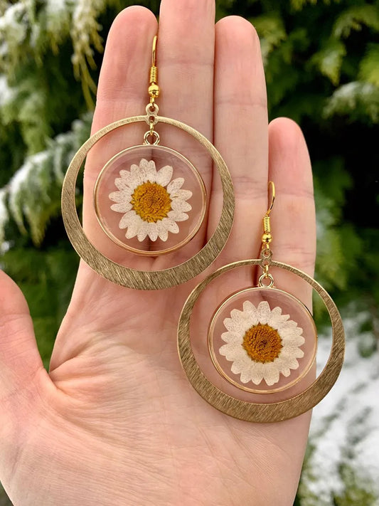 1 Pair Bohemian Simple Style Sunflower Metal Drop Earrings