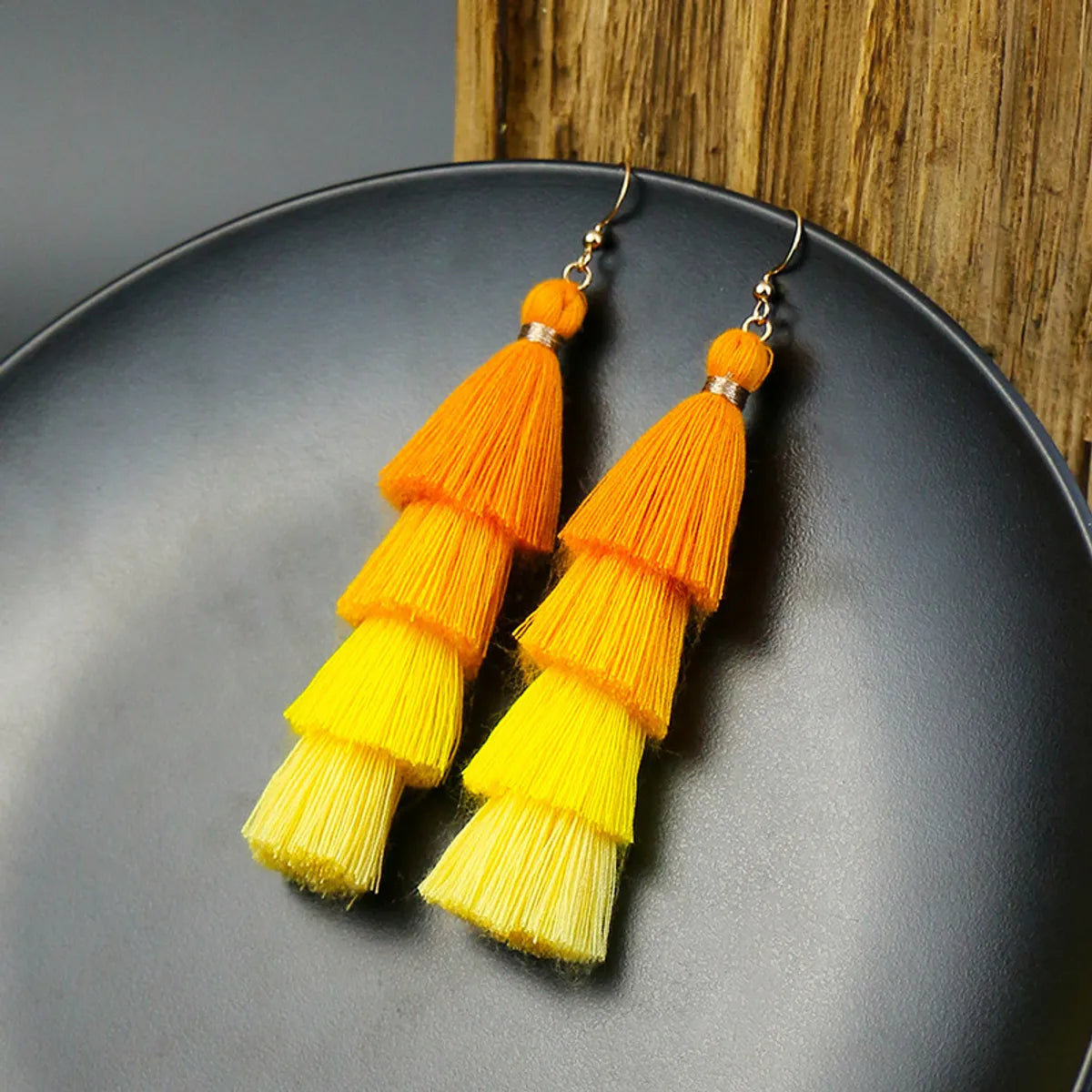 1 Pair Bohemian Solid Color Tassel Zinc Alloy Drop Earrings