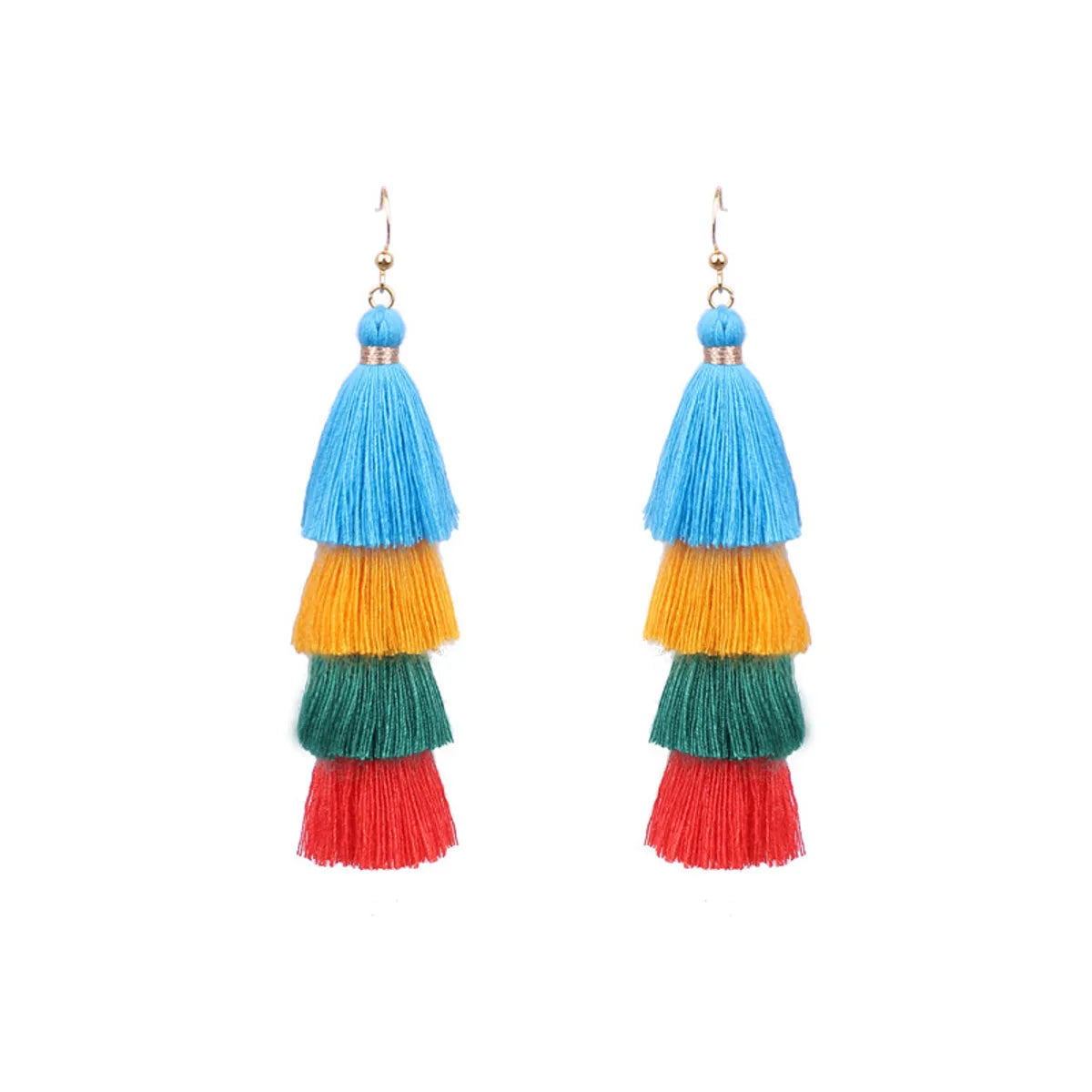 1 Pair Bohemian Solid Color Tassel Zinc Alloy Drop Earrings