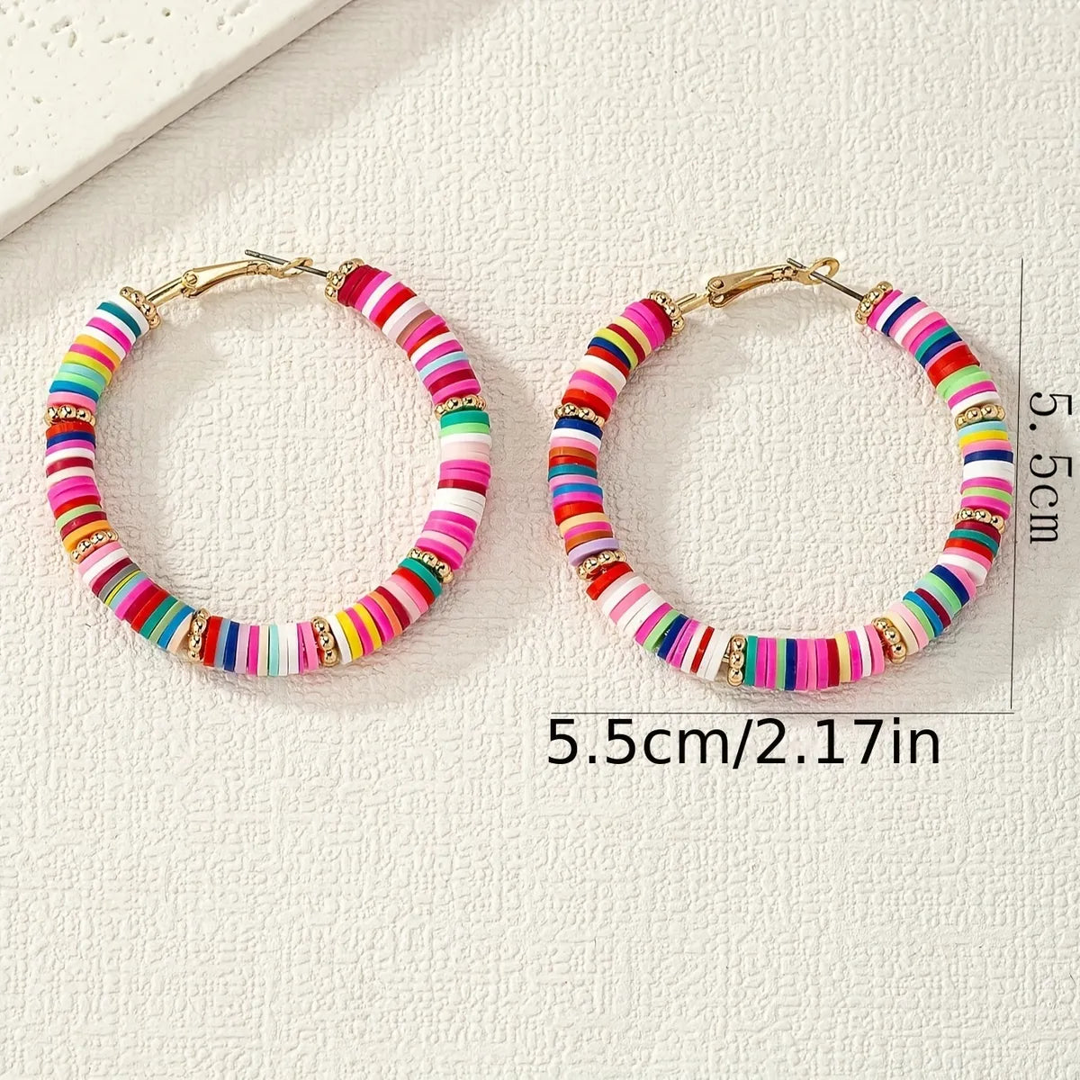 1 Pair Bohemian Sweet Color Block Beaded Soft Clay Earrings