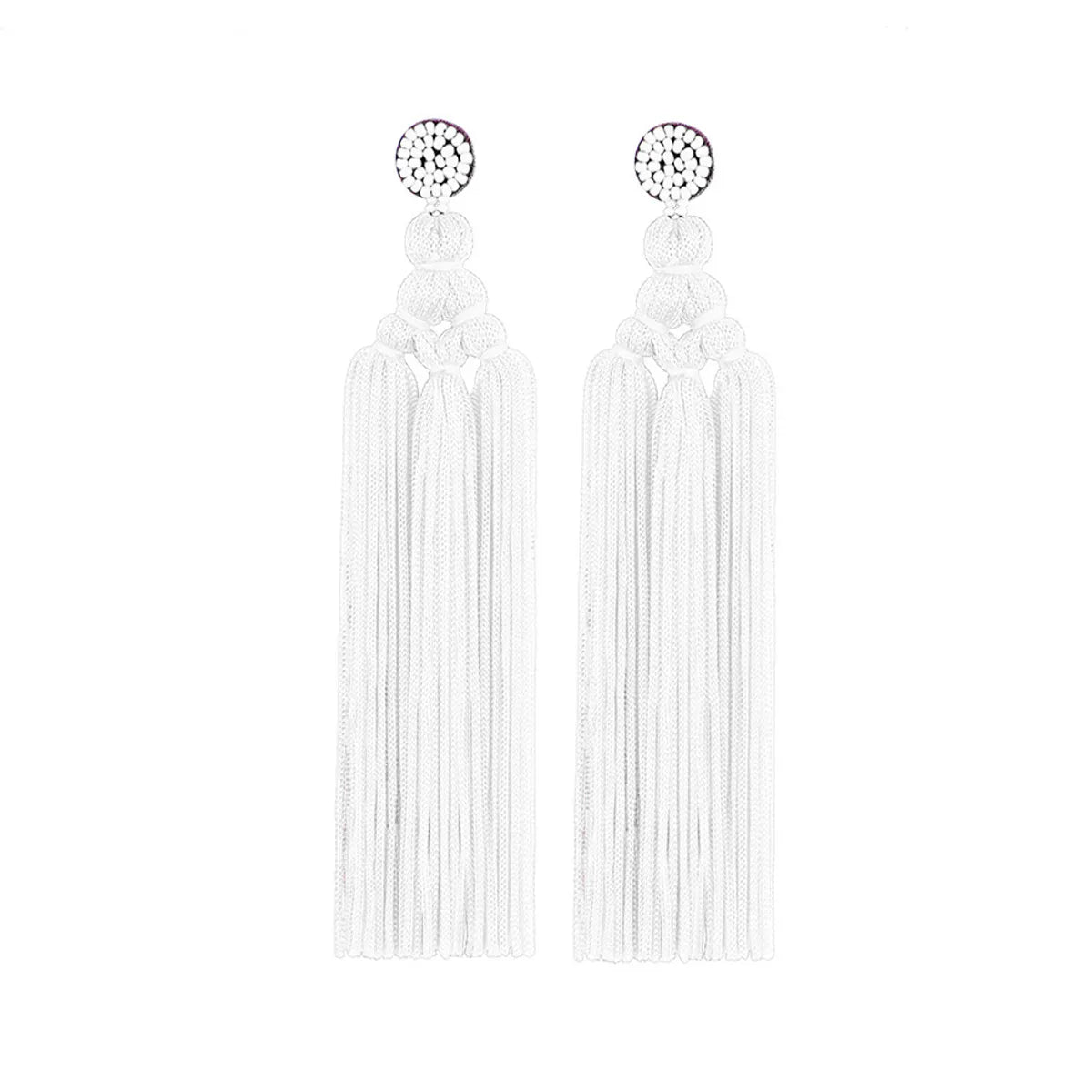 1 Pair Bohemian Tassel Braid Beaded Polyester Drop Earrings