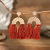 1 Pair Bohemian U Shape Tassel Wood Dangling Earrings