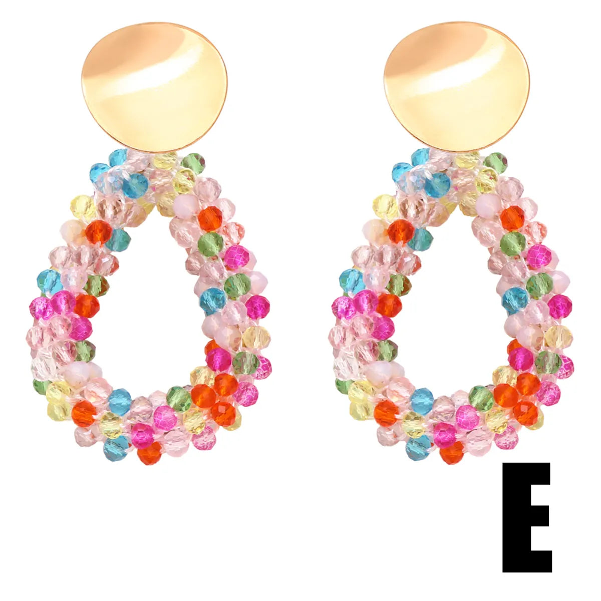 1 Pair Bohemian Water Droplets Beaded Plating Resin 18k Gold Plated Drop Earrings