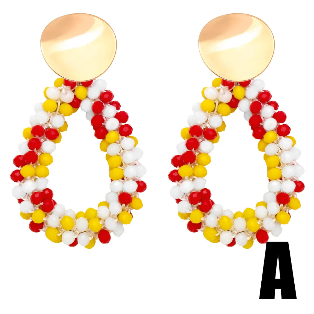 1 Pair Bohemian Water Droplets Beaded Plating Resin 18k Gold Plated Drop Earrings