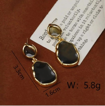 1 Pair Business Artistic Irregular Copper 18K Gold Plated Drop Earrings