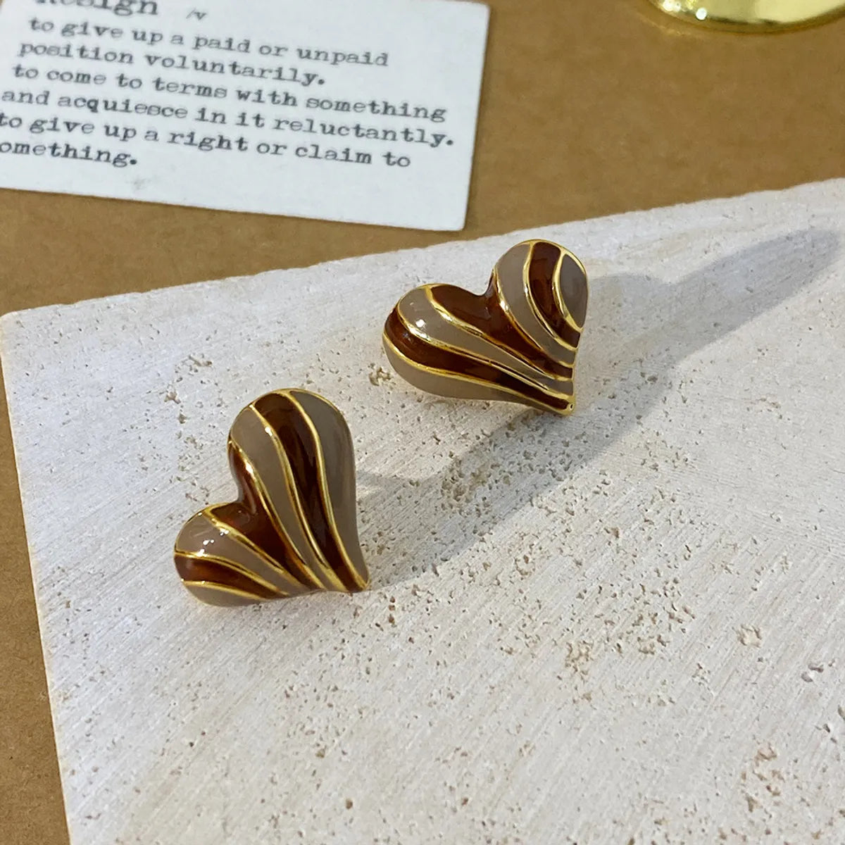 1 Pair Business Heart Shape Plating Copper 18K Gold Plated Ear Studs