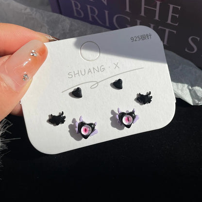 1 Pair Cartoon Style Animal Eye Stoving Varnish Inlay Alloy Opal Ear Studs