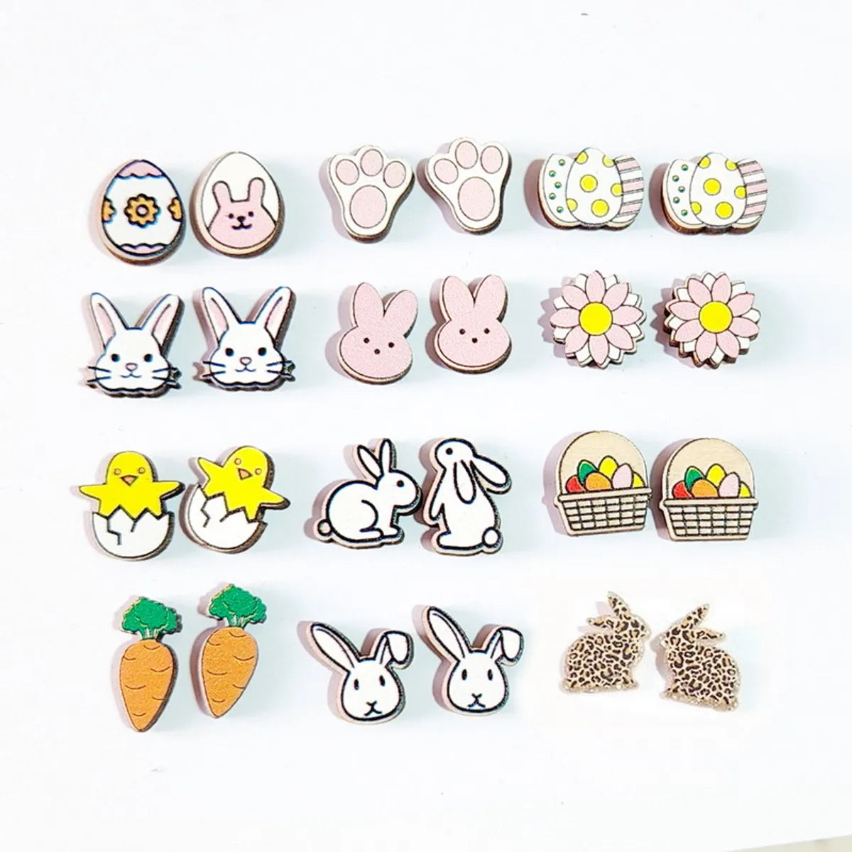 1 Pair Cartoon Style Animal Wood Easter Women's Girl's Ear Studs