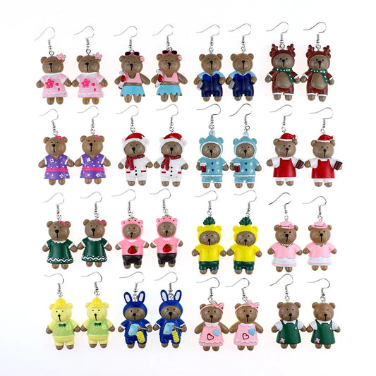 1 Pair Cartoon Style Bear Plastic Resin Drop Earrings