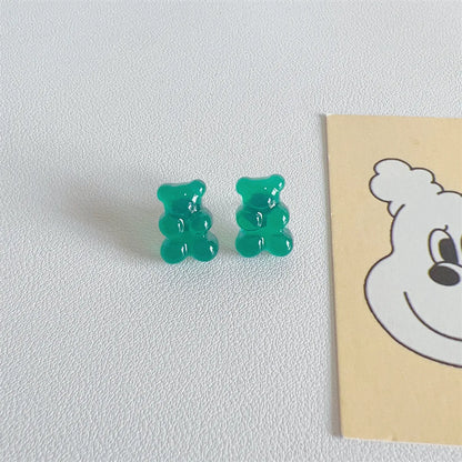 1 Pair Cartoon Style Bear Plastic Resin Women'S Rings Earrings