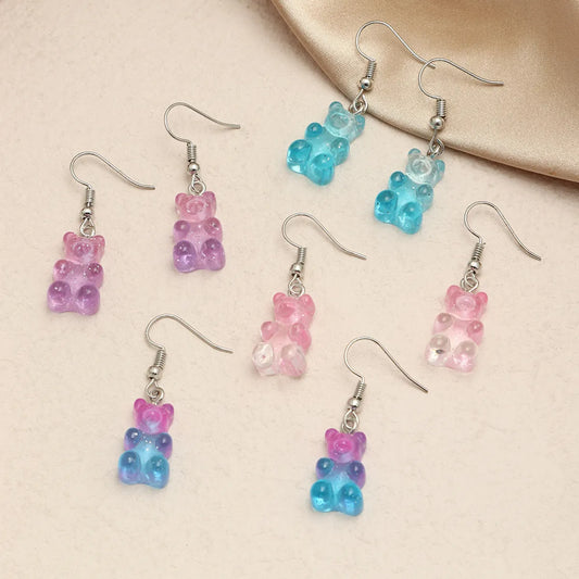 1 Pair Cartoon Style Bear Resin Women's Drop Earrings