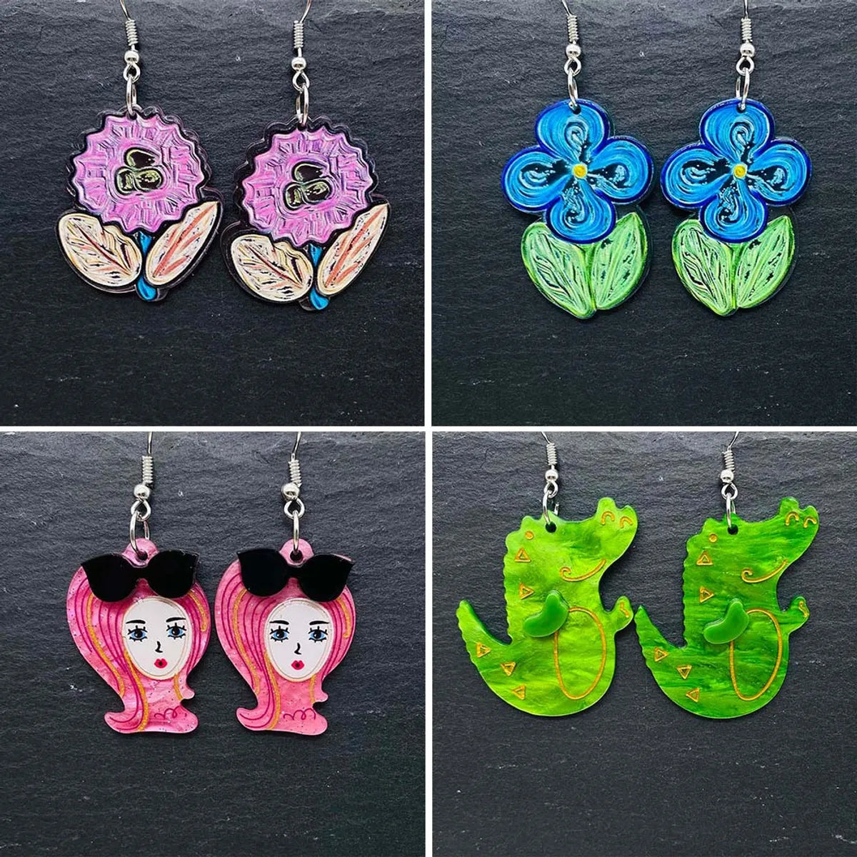 1 Pair Cartoon Style Cartoon Character Flower Arylic Ear Hook