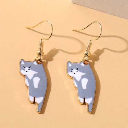 1 Pair Cartoon Style Cat Alloy Plating Women's Drop Earrings