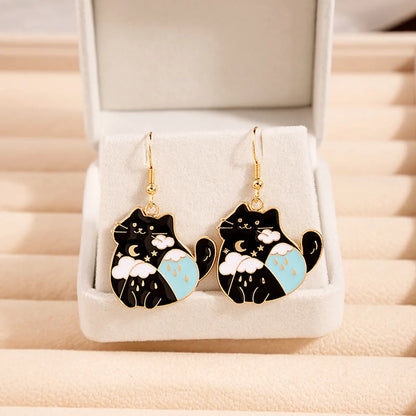 1 Pair Cartoon Style Cat Alloy Plating Women's Earrings