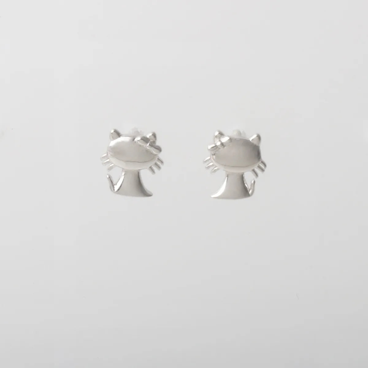 1 Pair Cartoon Style Cat Plating Sterling Silver White Gold Plated Ear Studs