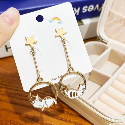 1 Pair Cartoon Style Cute Animal Cartoon Plating Alloy Drop Earrings