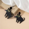 1 Pair Cartoon Style Cute Animal Cat Rose Slice Printing Arylic Drop Earrings