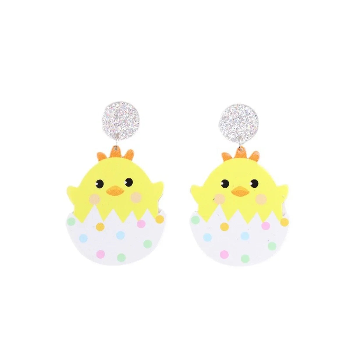 1 Pair Cartoon Style Cute Animal Egg Printing Arylic Drop Earrings