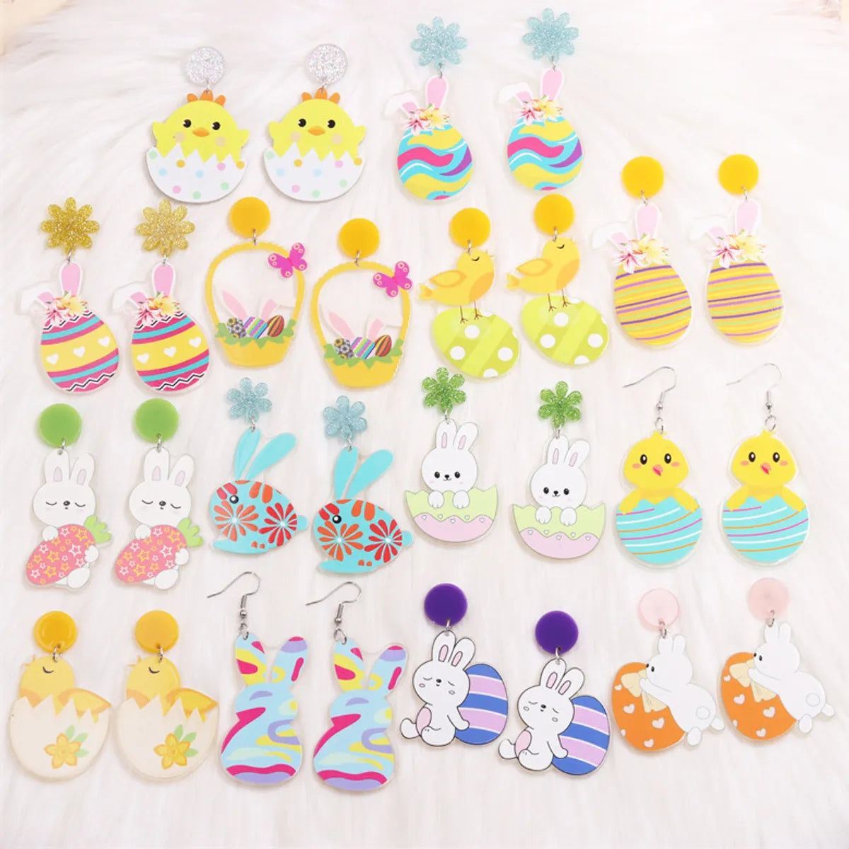 1 Pair Cartoon Style Cute Animal Egg Printing Arylic Drop Earrings