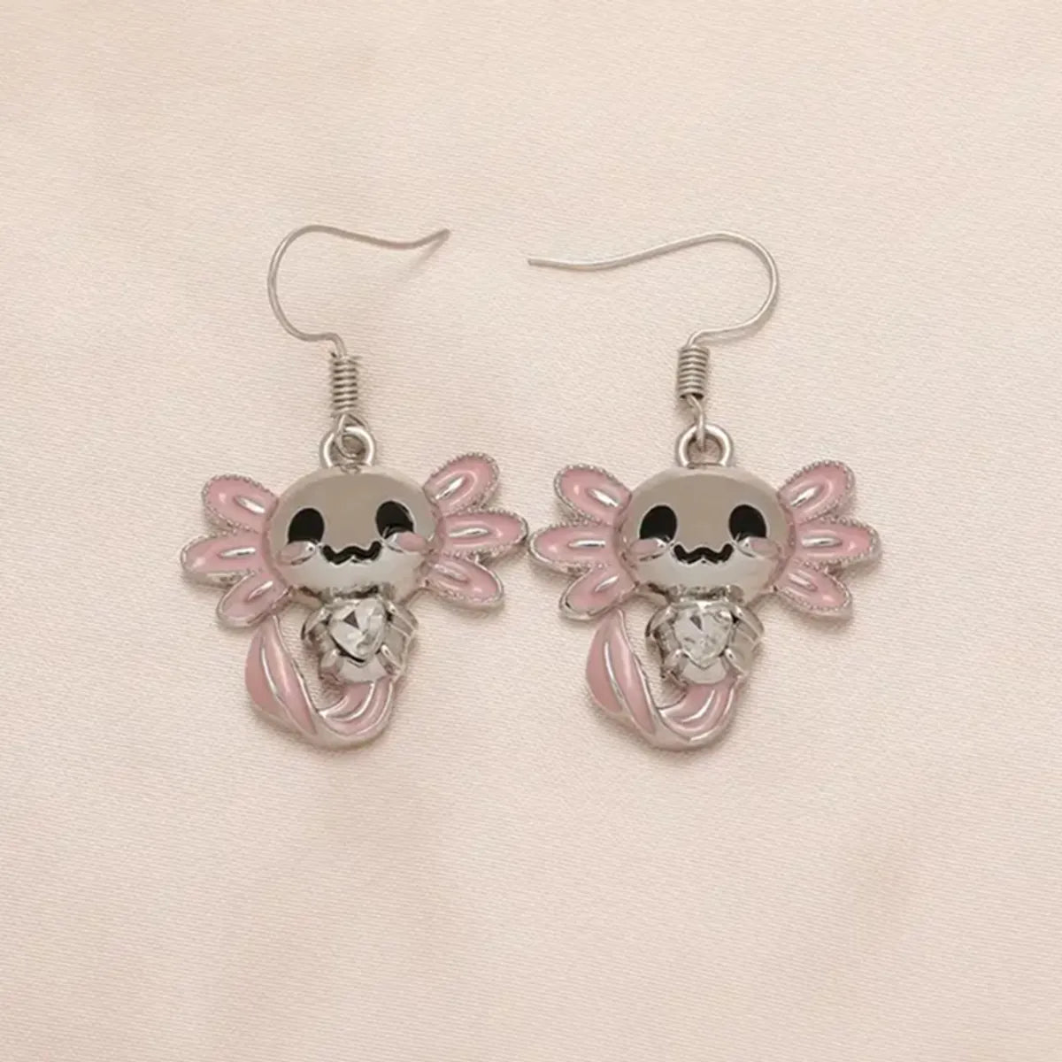 1 Pair Cartoon Style Cute Animal Enamel Alloy Silver Plated Drop Earrings