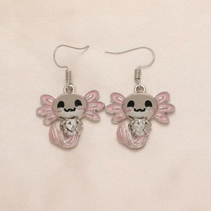 1 Pair Cartoon Style Cute Animal Enamel Alloy Silver Plated Drop Earrings