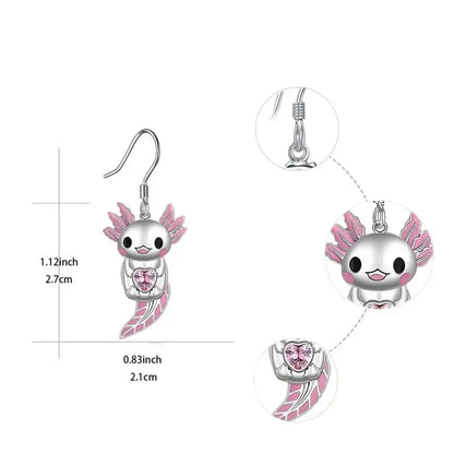 1 Pair Cartoon Style Cute Animal Enamel Alloy Silver Plated Drop Earrings