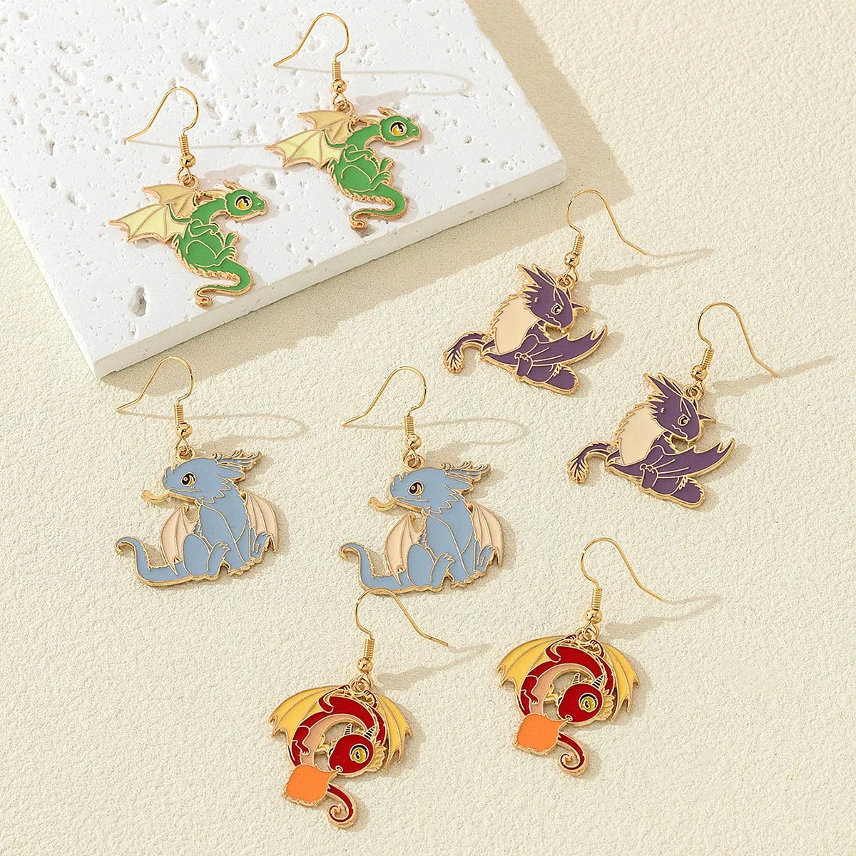 1 Pair Cartoon Style Cute Artistic Dragon Alloy Drop Earrings