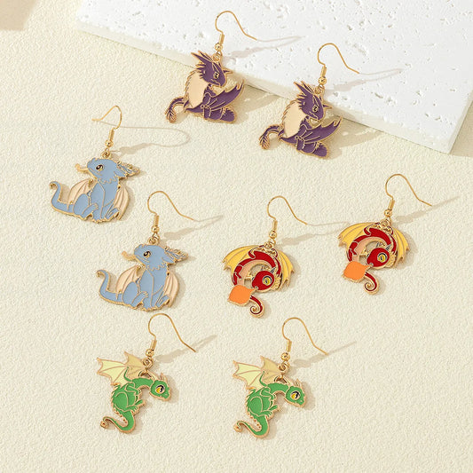 1 Pair Cartoon Style Cute Artistic Dragon Alloy Drop Earrings