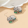 1 Pair Cartoon Style Cute Book Animal Slice Printing Arylic Drop Earrings