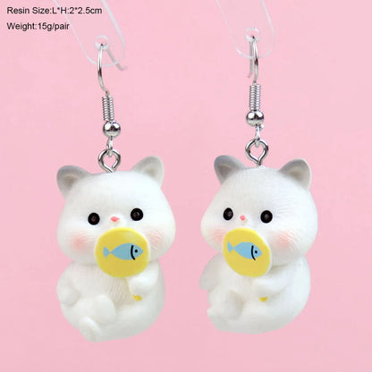 1 Pair Cartoon Style Cute Cat Plastic Drop Earrings