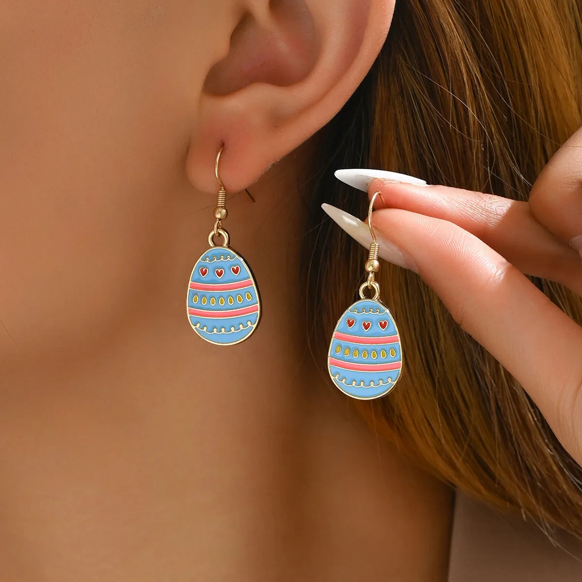 1 Pair Cartoon Style Cute Color Block Alloy Zinc Drop Earrings