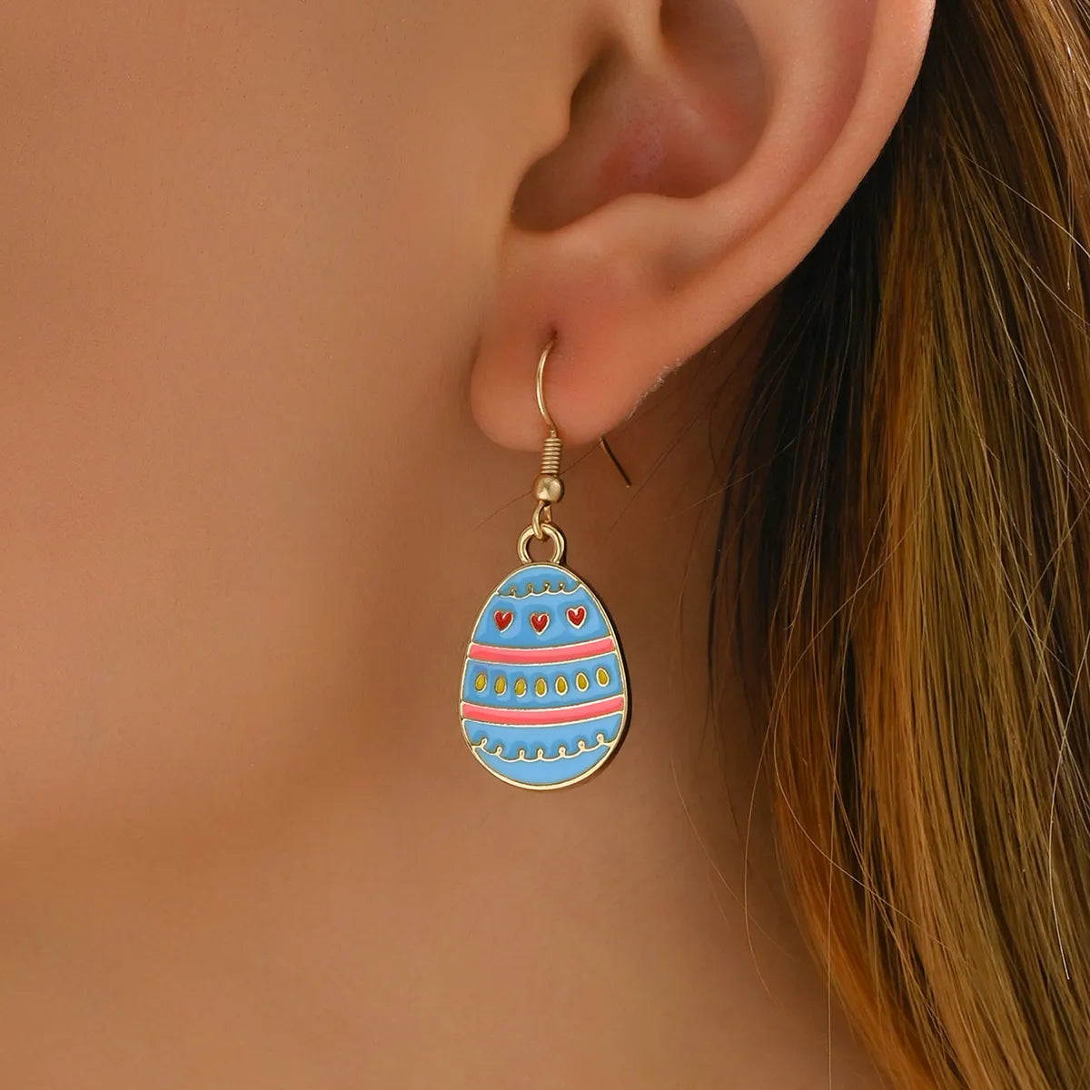 1 Pair Cartoon Style Cute Color Block Alloy Zinc Drop Earrings