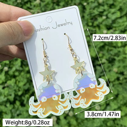 1 Pair Cartoon Style Cute Exaggerated Octopus Arylic Drop Earrings