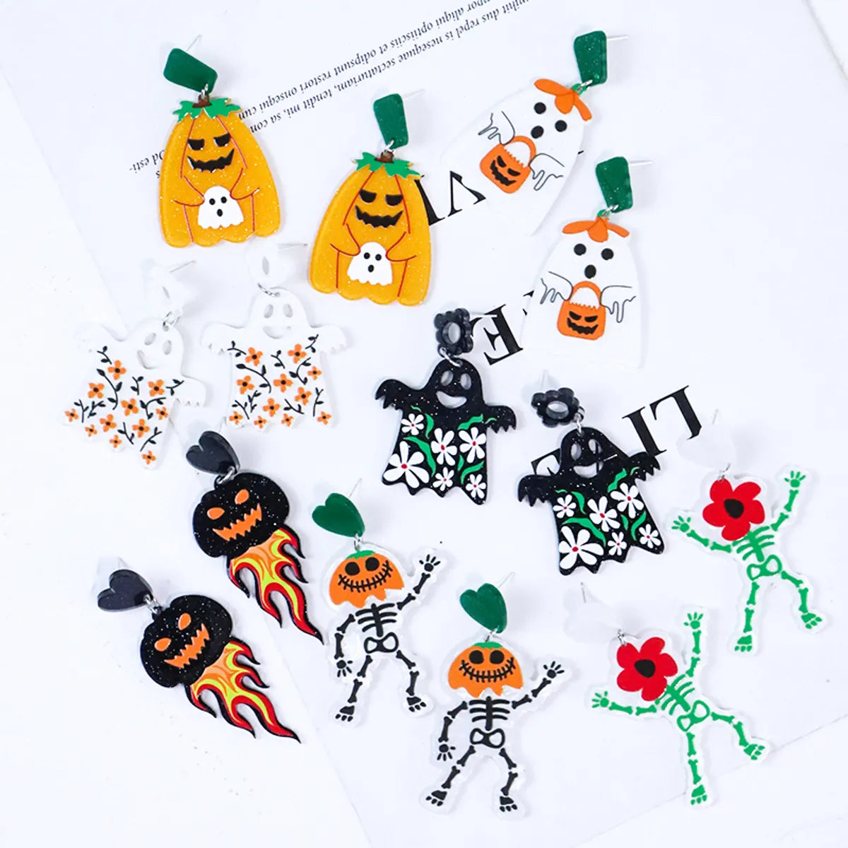 1 Pair Cartoon Style Cute Funny Pumpkin Printing Arylic Drop Earrings