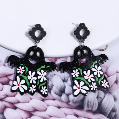 1 Pair Cartoon Style Cute Funny Pumpkin Printing Arylic Drop Earrings