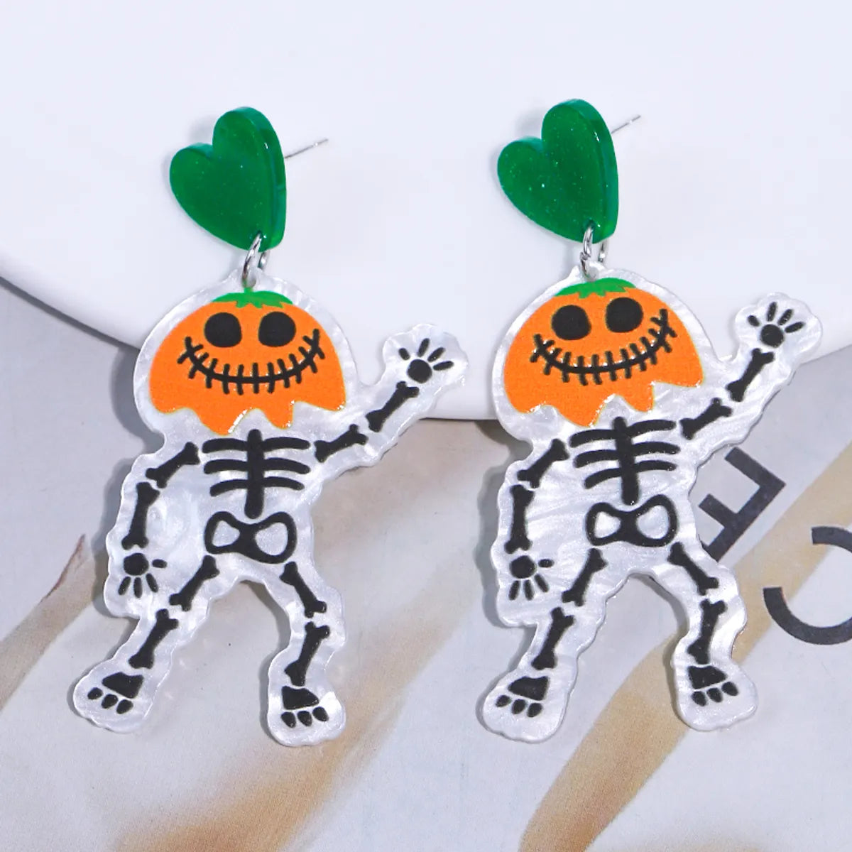 1 Pair Cartoon Style Cute Funny Pumpkin Printing Arylic Drop Earrings