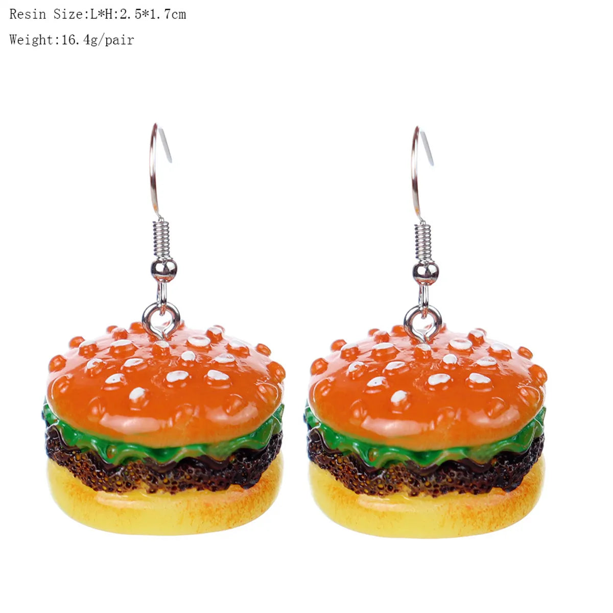 1 Pair Cartoon Style Cute Hamburger Plastic Drop Earrings