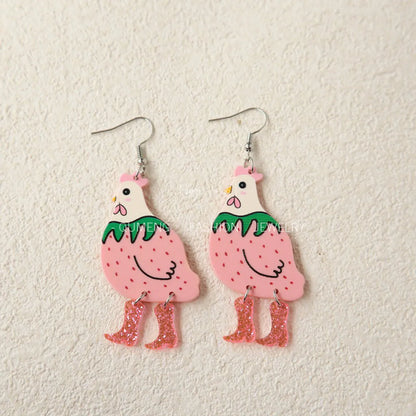 1 Pair Cartoon Style Cute Hen Arylic Drop Earrings